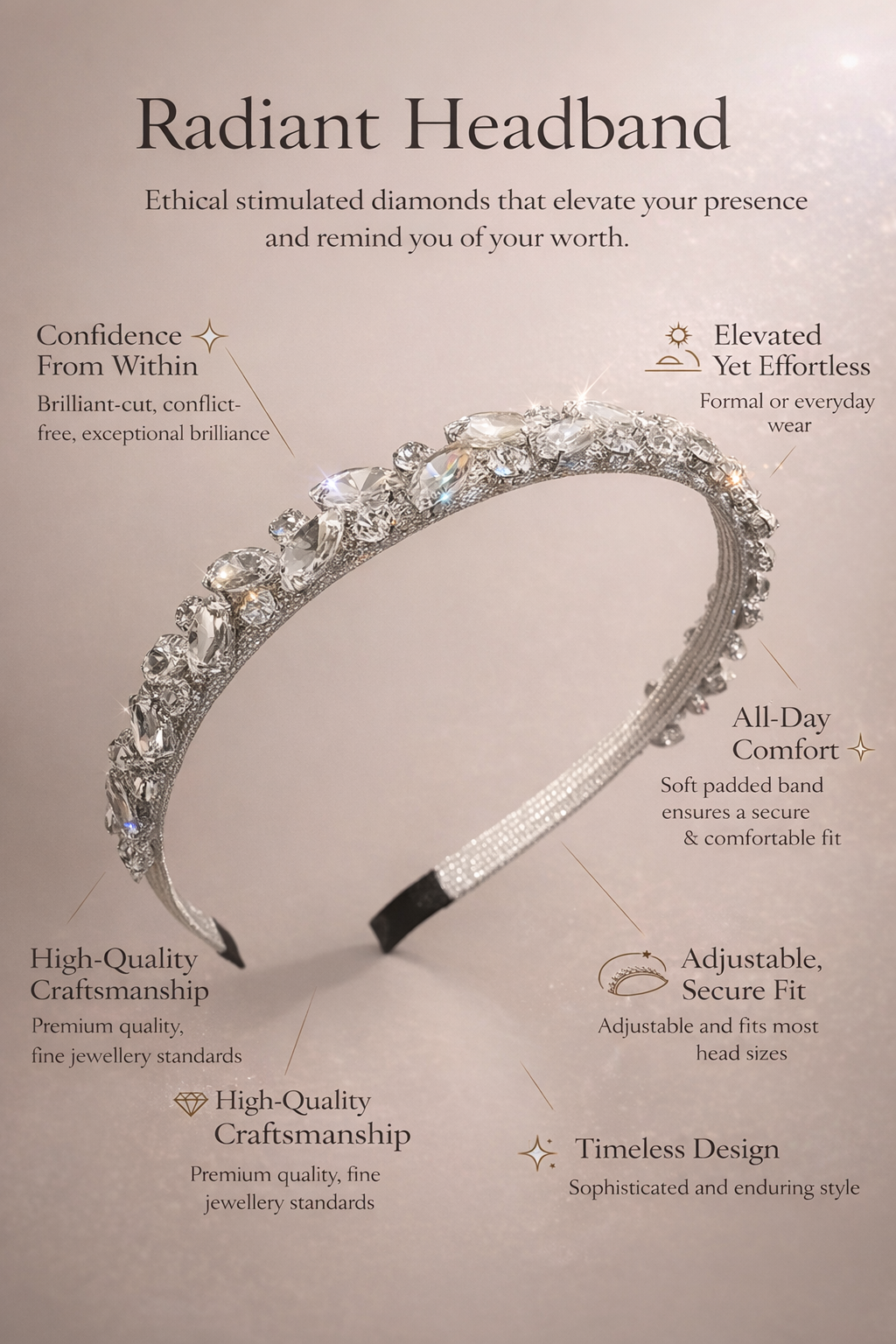 [Radiant] Stimulated Diamonds Headband - Luxury Statement Piece